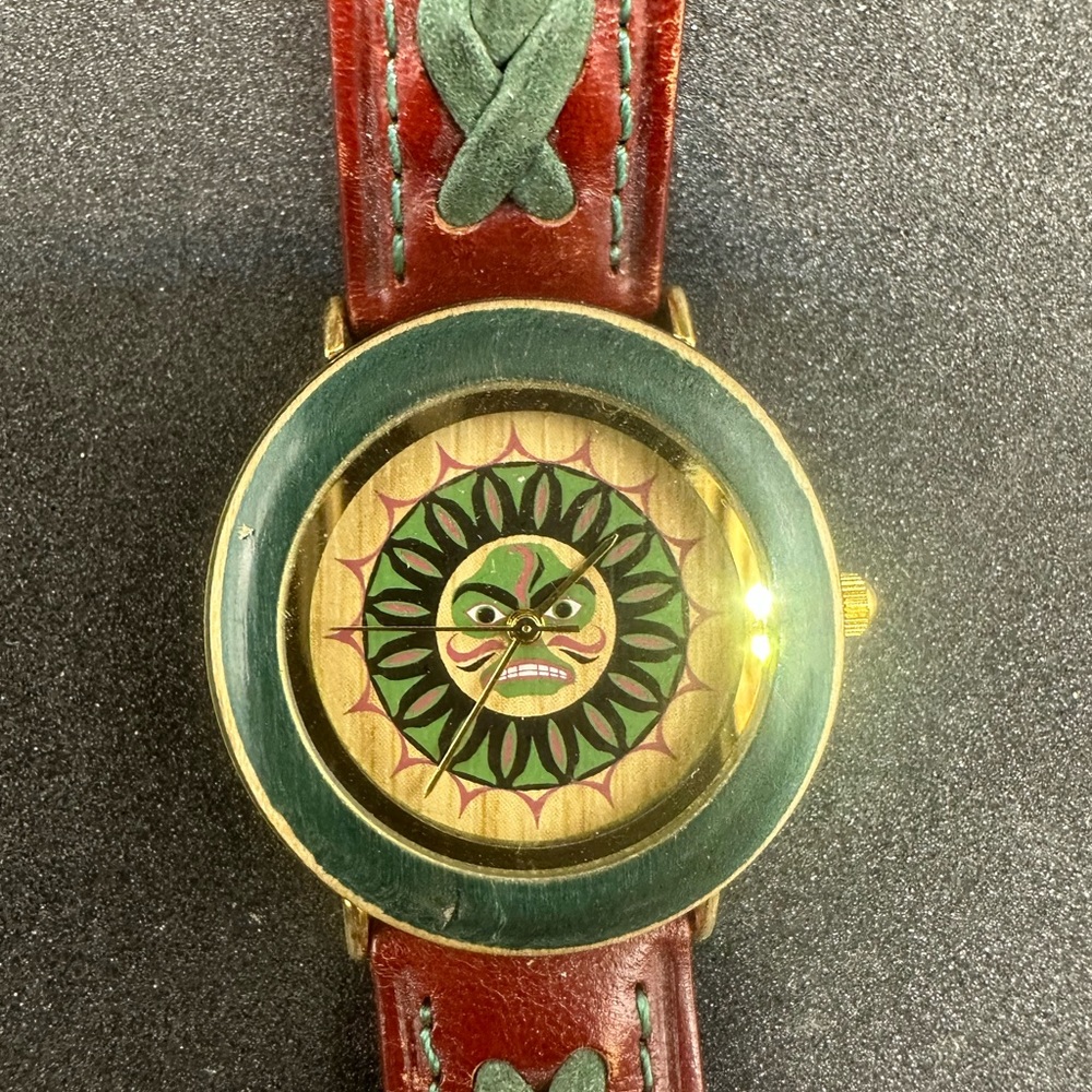 Oscardo SUN FACE watch leather band stainless steel JAPANESE analog movement BOX